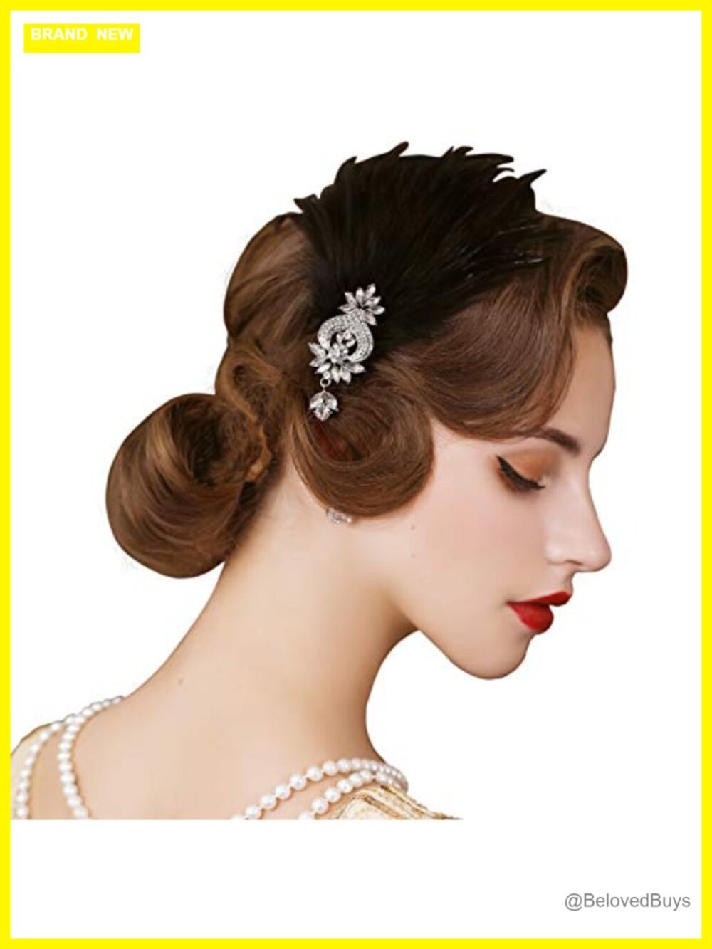 1920s Feather Headpiece Flapper Headband Roaring 20s Hair Clip Rhinestone